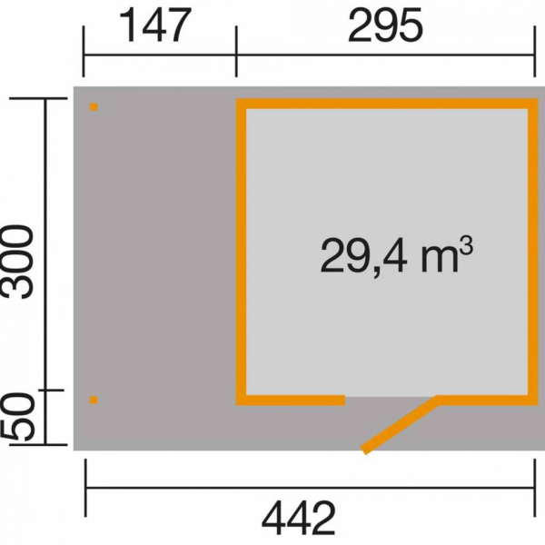 Abri de jardin 172 Weka-Line T3 / extension A / 13.30 m2 / 28 mm / + Plancher - Abri de jardin Weka line T3 / 13.30 m2 + extension A