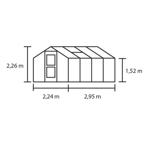 Serre de jardin JULIANA compact 6,6 m² + polycarbonate 10 mm - aluminium / polycarbonate 10 mm