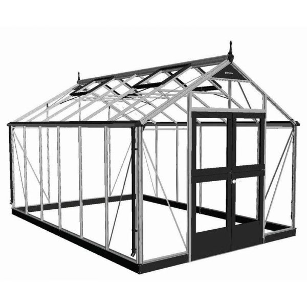 Serre de jardin JULIANA Premium 8,8 m² + verre trempé - Profilé aluminium / verre trempé 3 mm