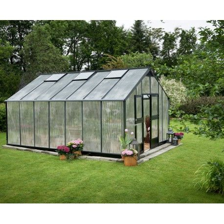Serre de jardin JULIANA Gartner anthracite 18,8 m2 + polycarbonate 10 mm - aluminium anthracite / polycarbonate 10 mm
