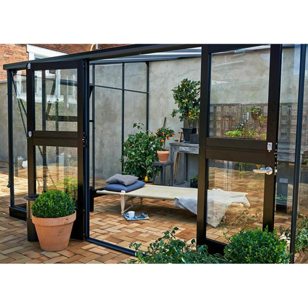 Serre de jardin JULIANA Veranda 4.4 m² anthracite + verre trempé - aluminium anthracite /verre trempé 3 mm