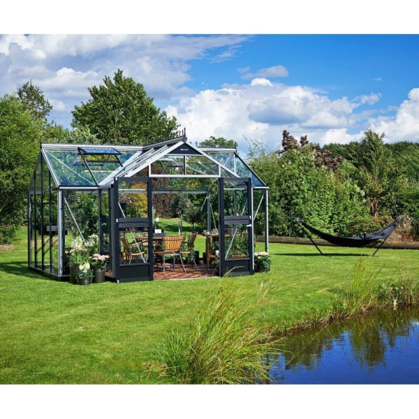 Serre de jardin JULIANA Orangery 15.2 m² + verre trempé - aluminium / verre trempé 3 mm